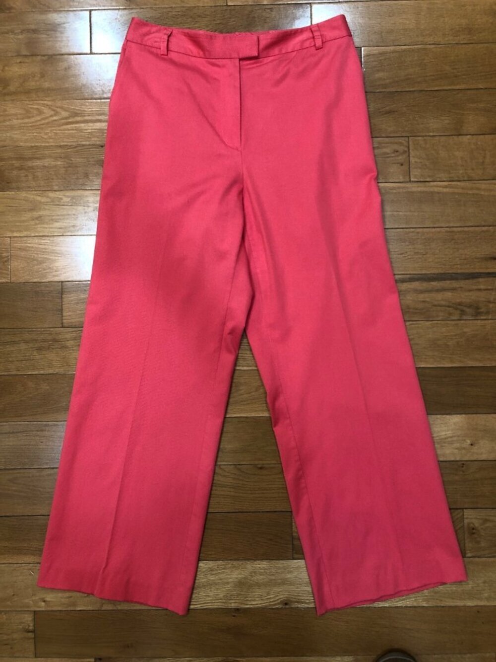 J McLaughlin High Rise Wide Cropped Leg Red Pants Preppy ResortWear Size 10 (M)